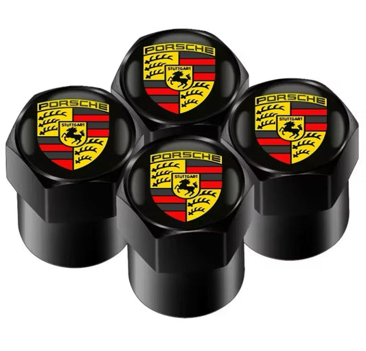 Porsche Black Valve Caps 4PC