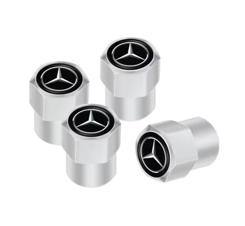Mercedes-Benz Silver Hexagon Valve Cap 4PC