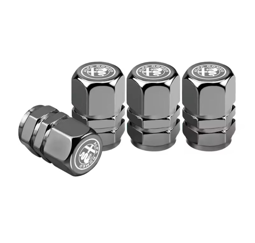 Alfa Romeo Grey Hexagon Tyre Valve Caps 4PC
