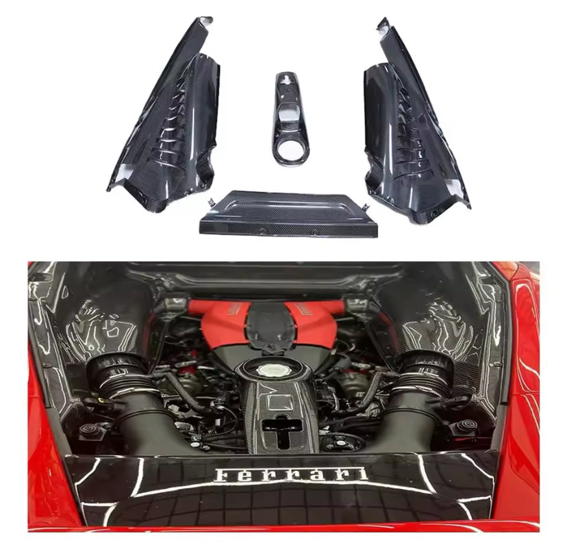 Ferrari F8 Carbon Fibre Engine Bay Upgrade Kit 4PC