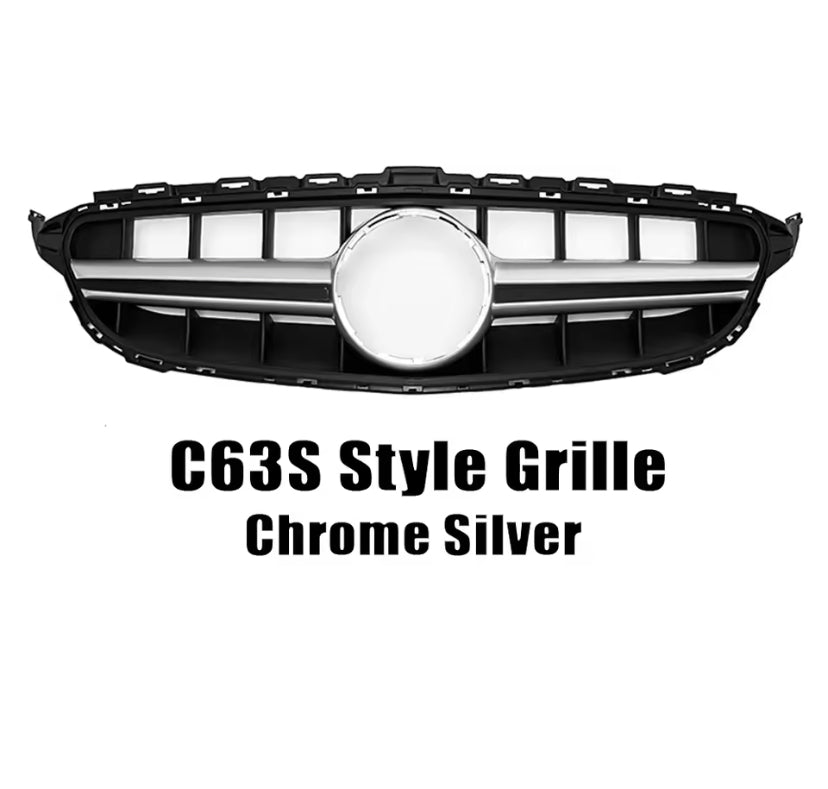 Mercedes-Benz C-Class W205 2015-2018 Front Grille C63S Chrome Silver