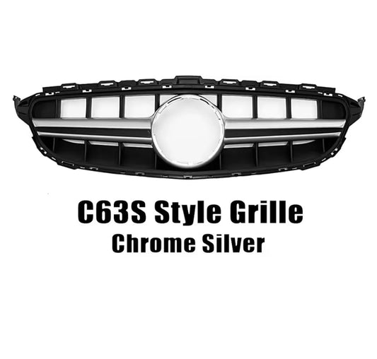 Mercedes-Benz C-Class W205 2015-2018 Front Grille C63S Chrome Silver