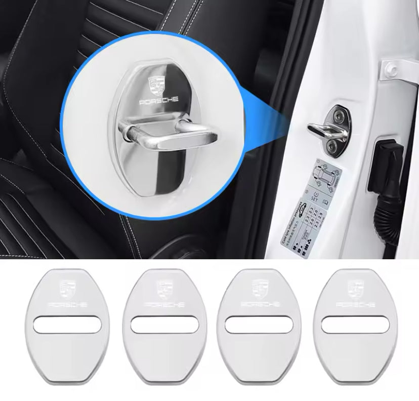 Porsche Silver Door Lock Cover 4PC