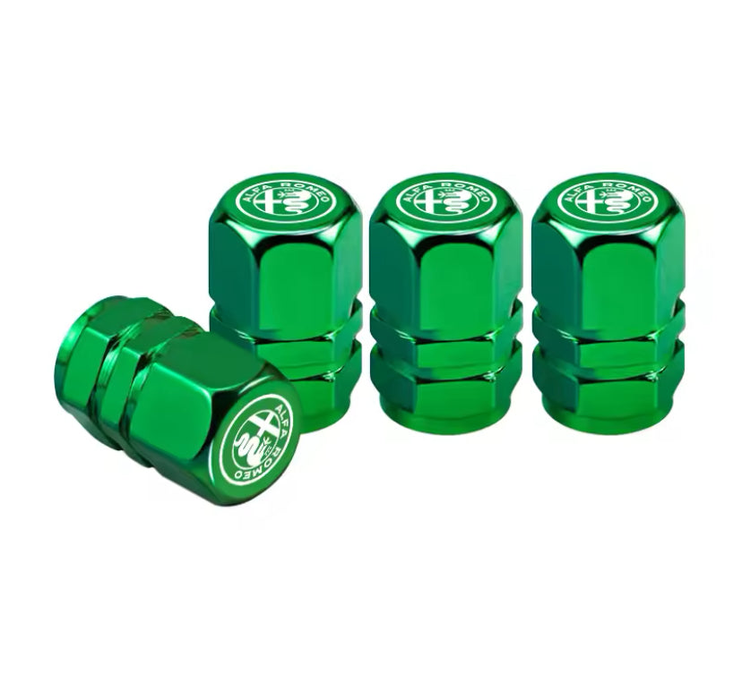 Alfa Romeo Green Hexagon Tyre Valve Caps 4PC