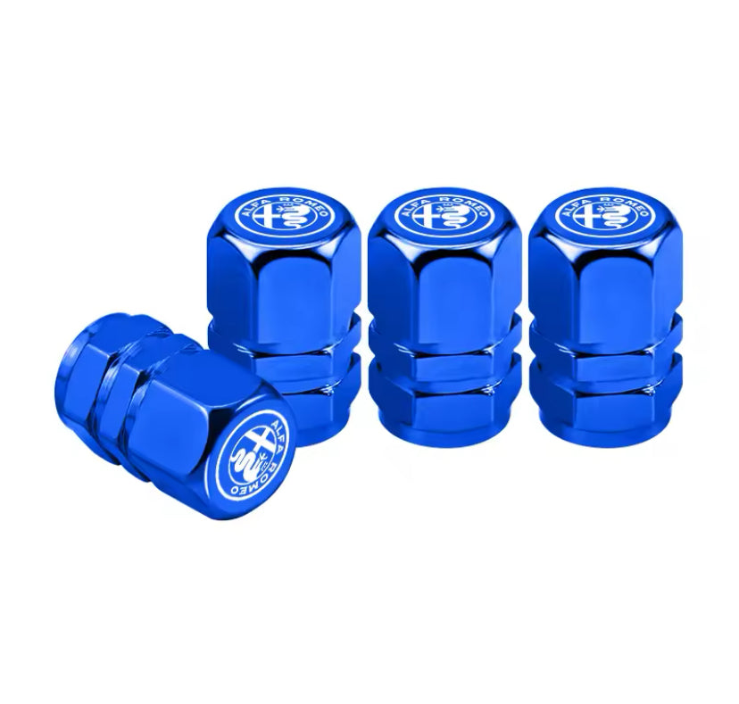 Alfa Romeo Blue Hexagon Tyre Valve Caps 4PC