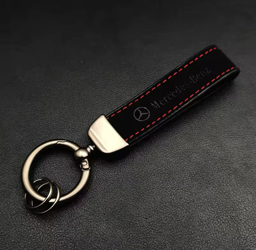 Mercedes-Benz Black With Red Stitching Fabric Keychain