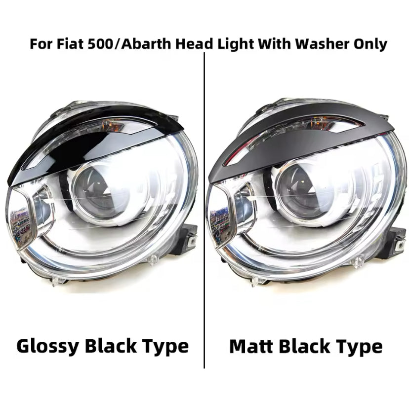 Abarth 595/695 / Fiat 500 Gloss Matte Black Headlight Eyelid 2PC