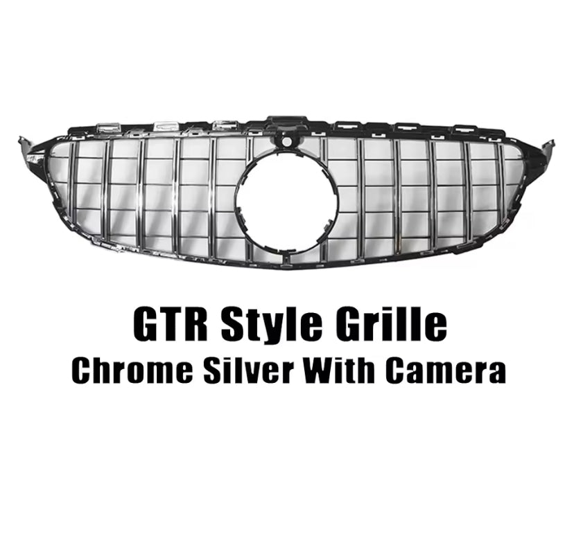 Mercedes-Benz C-Class W205 2015-2018 Front Grille AMG GTR Chrome Silver With Camera