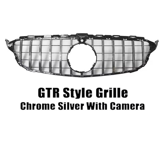 Mercedes-Benz C-Class W205 2015-2018 Front Grille AMG GTR Chrome Silver With Camera