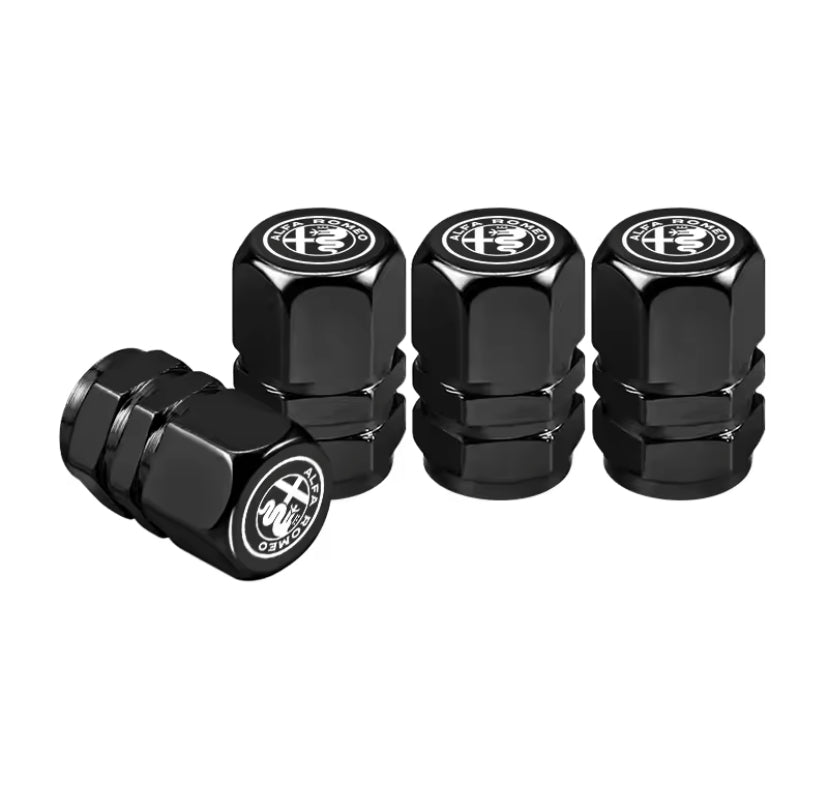 Alfa Romeo Black Hexagon Tyre Valve Caps 4PC