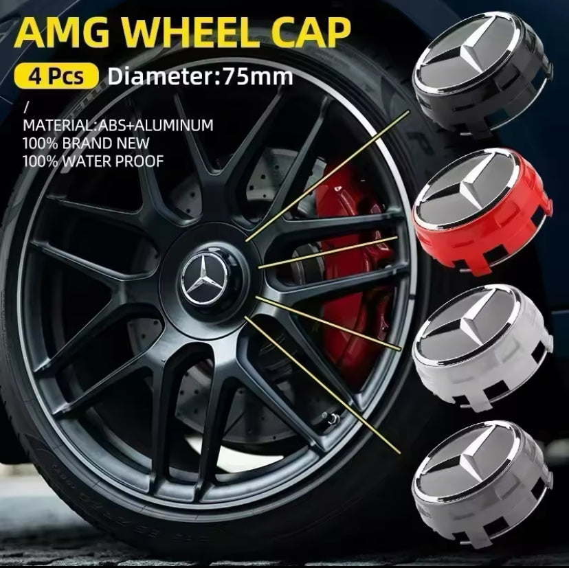 Mercedes-Benz AMG 75MM Matte Black Centre Cap 4PCS