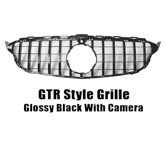 Mercedes-Benz C-Class W205 2015-2018 Front Grille AMG GTR Gloss Black With Camera