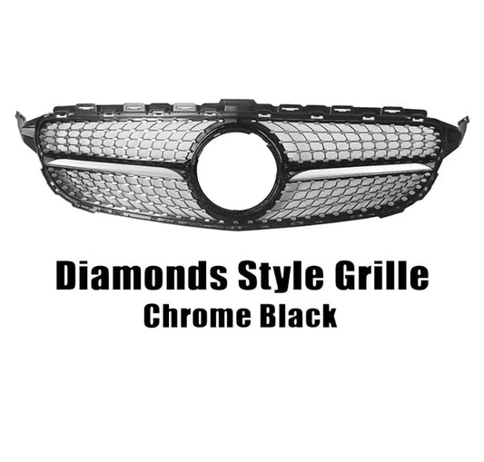 Mercedes-Benz C-Class W205 2015-2018 Front Grille Diamond Black