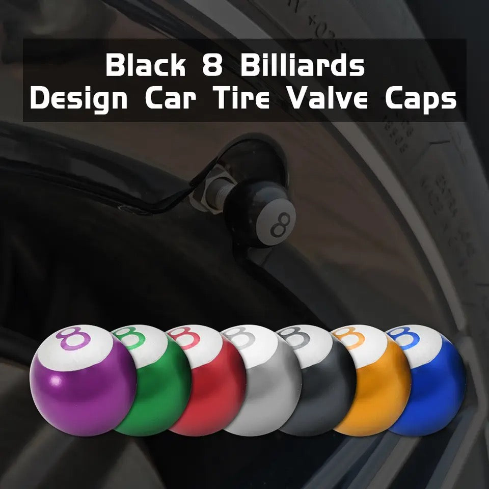 Lucky 8 Ball Tire Valve Caps 4pc